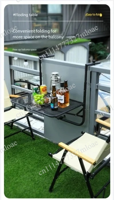 Household small bar desk dining table Outdoor guardrail table Balcony railing hanging  Folding lifting  Computer