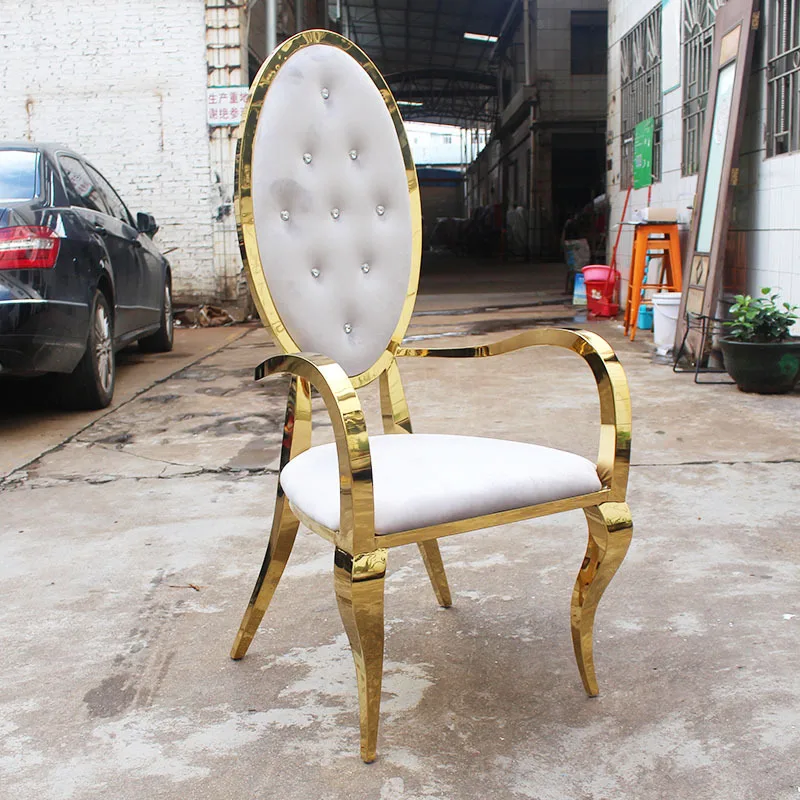 Soft chair with armrest stainless steel gold-plated villa banquet chair