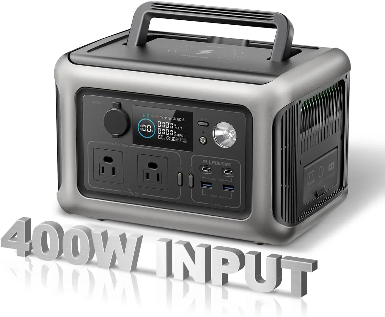 R600 Super-Quiet Portable Power Station, 299Wh 600W LiFePO4 Battery Backup with UPS Function, 400W Max Input