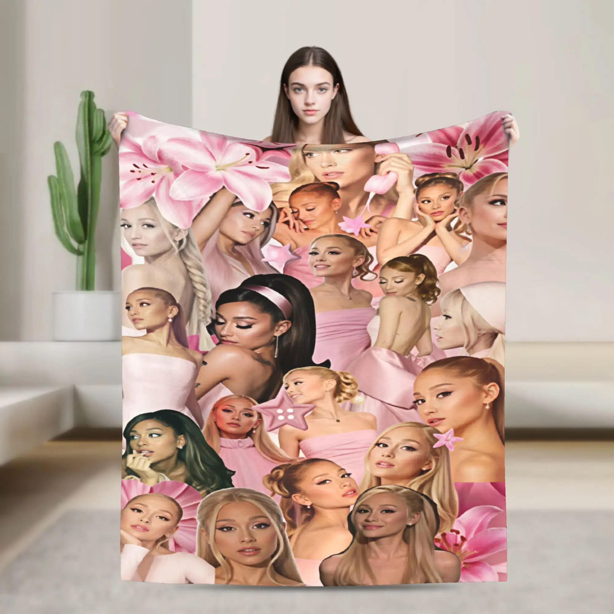 Soft Blanket Students Decorative Ariana Grande Throw Blanket  Flannel Bedspread For Home Decor Print Sofa Bed Cover