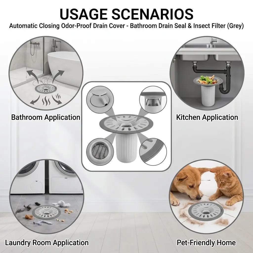 Floor Drain Cover Plastic Deodorizing Sealed Filter Anti Insect Bathroom Sewer Accessory Universal Fit Durable Leakproof