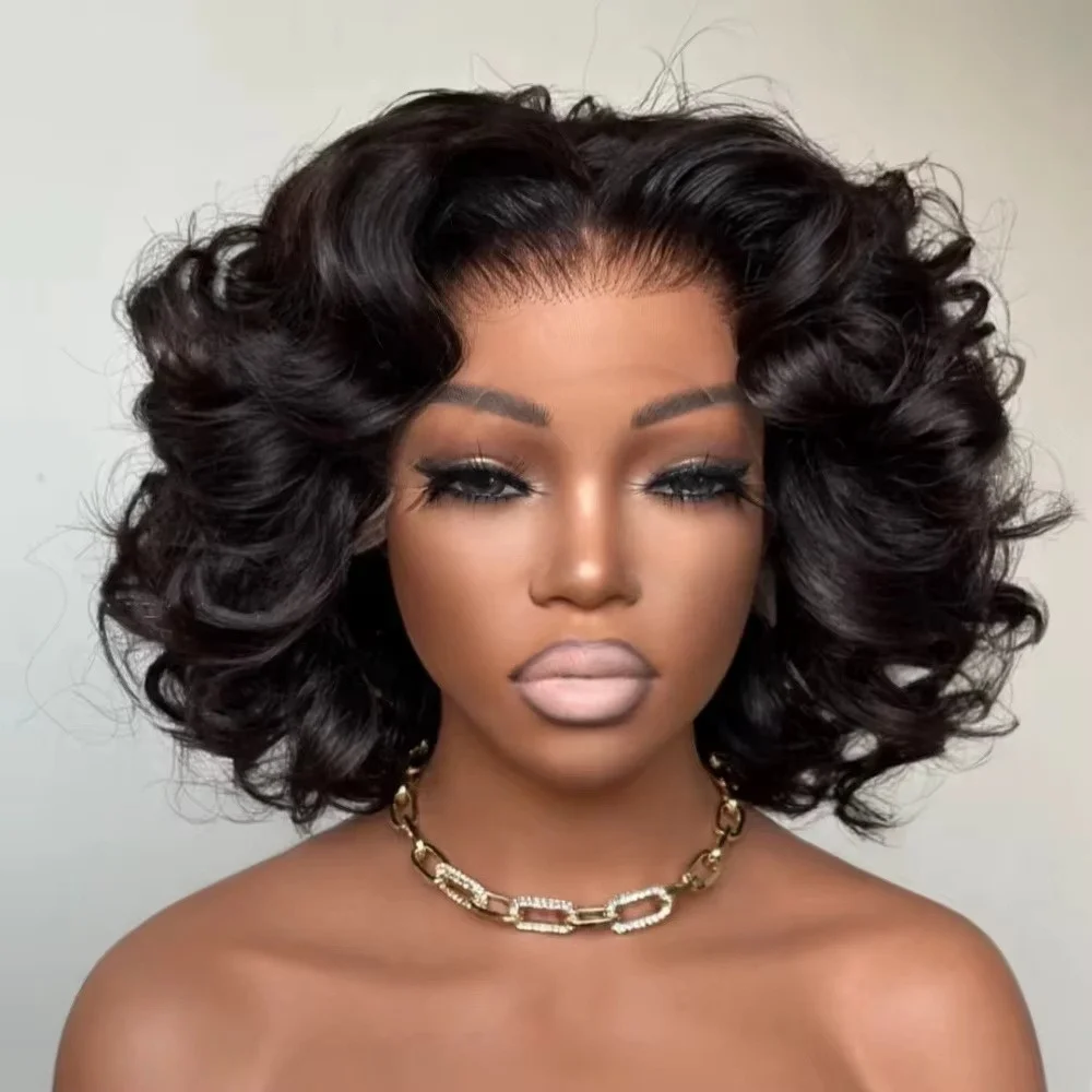 

Объемная волна Предварительно выщипанные 13x4 Парики фронта шнурка Натуральный черный 100% человеческие волосы Парик Боб Свободная волна 4x4 Закрытие кружева Фронтальная часть Короткий Боб