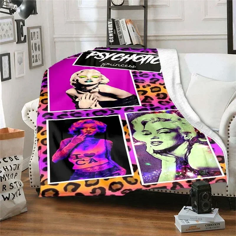 Marilyn Monroe Vintage Blanket Flannel Fashion Soft Blanket Super Warm Throw Blankets for Bed Bedroom Sofa Travel Picnic Blanket