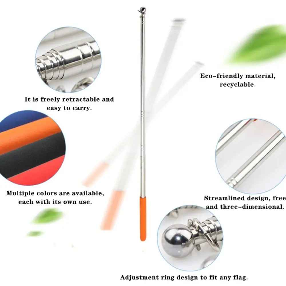 1pc Portable 2-in-1 Teaching Pointer 1/1.2/1.6M Retractable Banner Pole Flagpole Teacher Classroom