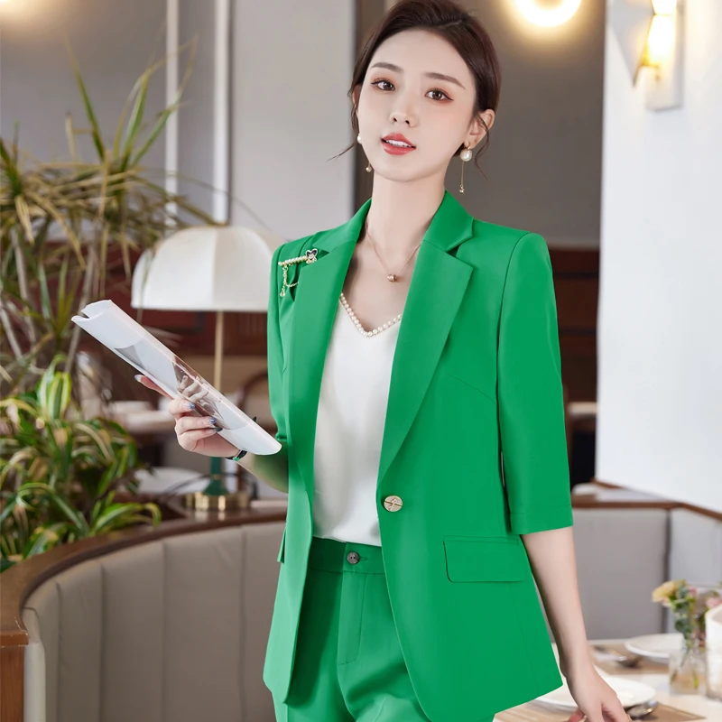 

Oversize 5XL Spring Summer Formal Women Business Suits with Pants and Jackets Coat Professional Pantsuits Trousers Set Blazers