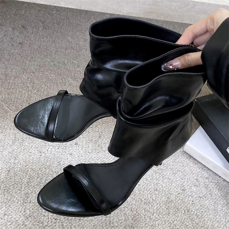 Women Design Sexy Open Toe Hollow Out Thin Heel Cool Boots Sandals Fashion Concise Party Dress Shoes