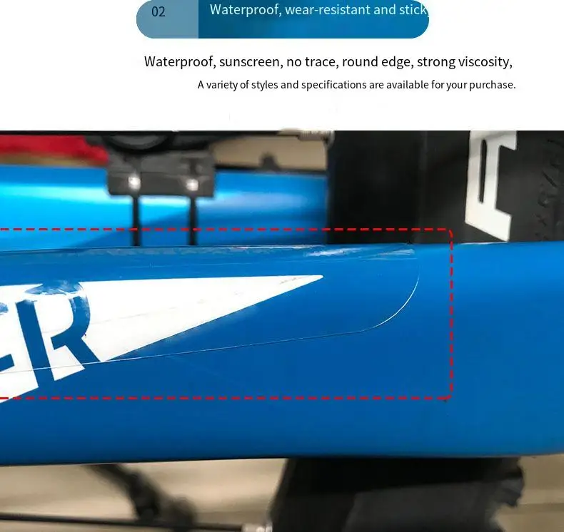 Mountainbike Rennrad Kratzfester Kettenschutz-Aufkleber Fahrradrahmen-Schutzaufkleber Lackschutzfolie – Detail 3