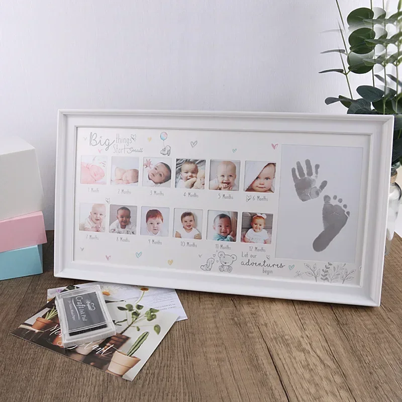 Newborn Commemorative 12 Month Old Baby Growth Picture Frame Hand and Foot Print Picture Frame, Foot Print Picture Frame