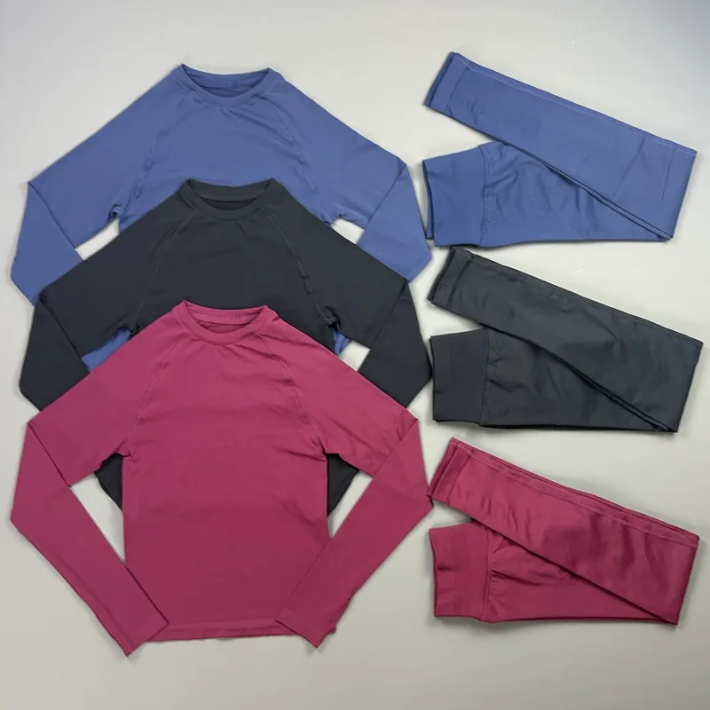 2 Piece Seamless Yoga Set Women Defy Long Sleeve Top Tummy Control Fitness Leggings Soft Breathable Gym Pilates Athletic Outfit