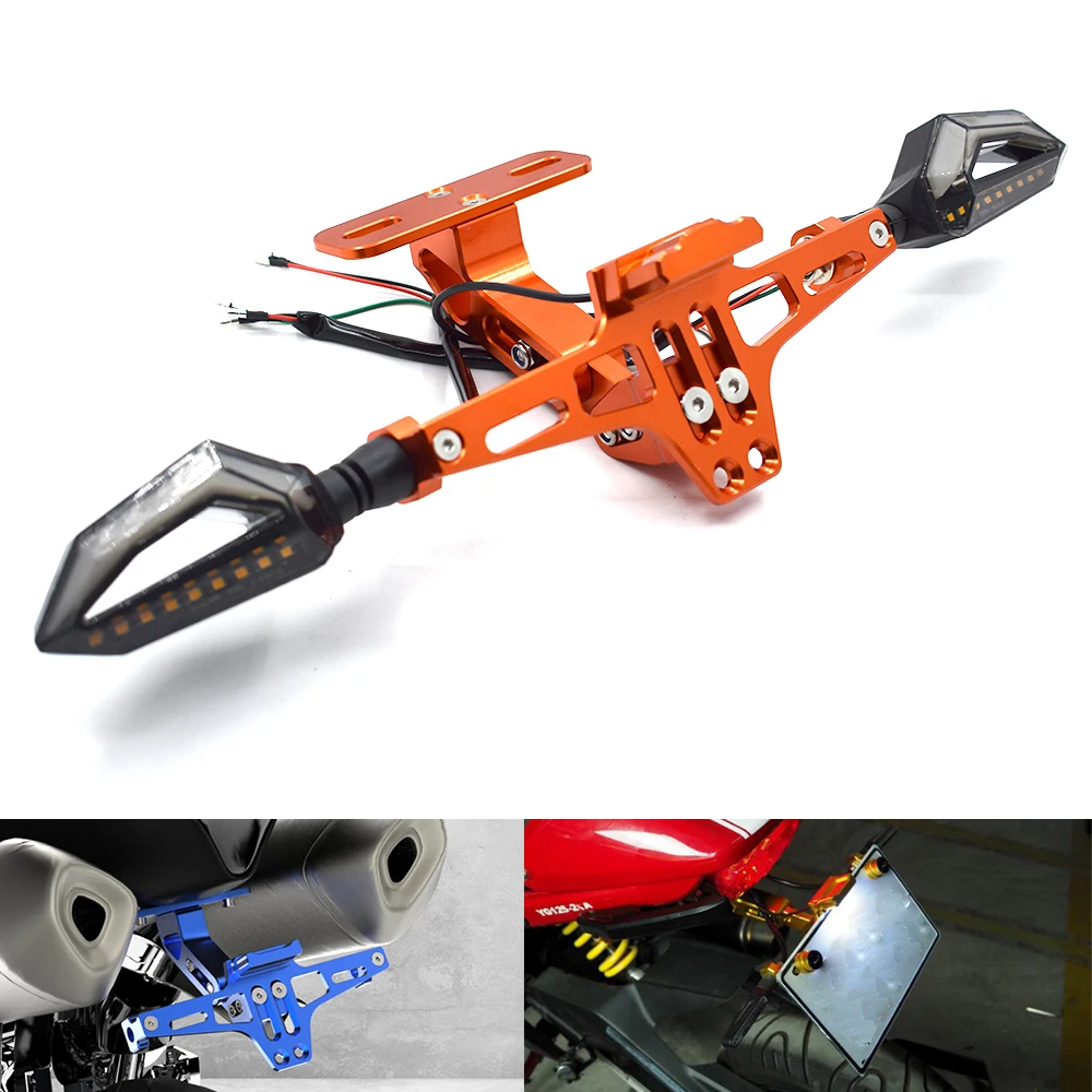 Motorcycle license plate bracket CNC aluminum alloy with LED For KTM 1190 RC8R RC 390 1290 Super Duke R 690 950 990 1190 1290