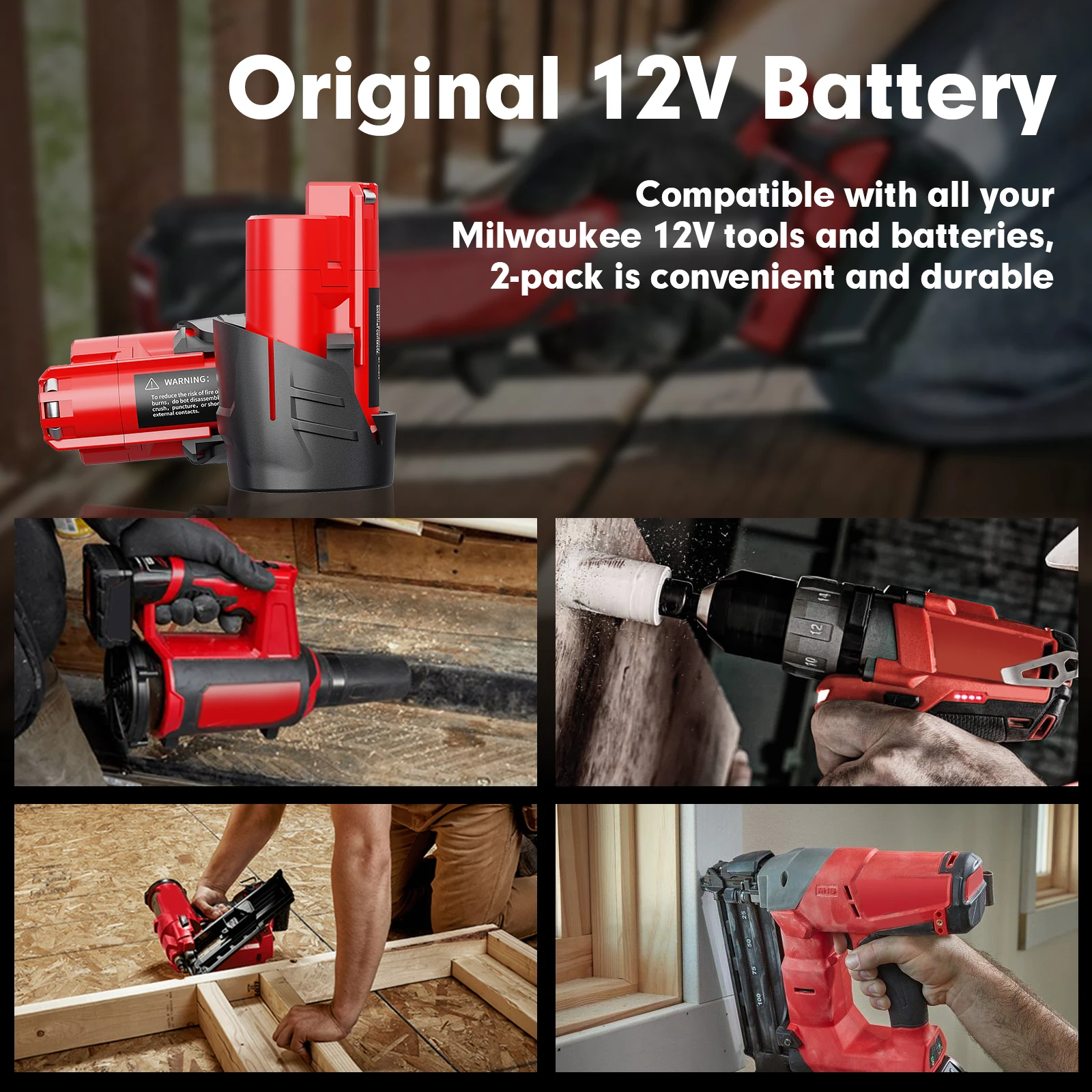 3800mAh Battery For Milwaukee M12 Rechargeable Battery 3.8Ah For 12V Cordless Tools 48-11-2402 48-11-2411 48-11-2401 MIL-12A-LI