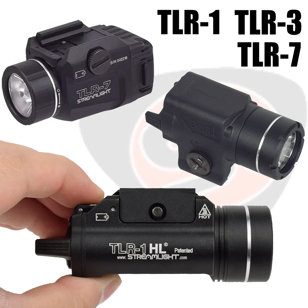 Linterna LED TLR-1 TLR-3 TLR-7 con Luz Blanca Compatible con G17 G19 P226 P229 SP2022, Linterna Estroboscópica de Defensa, Modo Constante y Momentáneo, de Aluminio