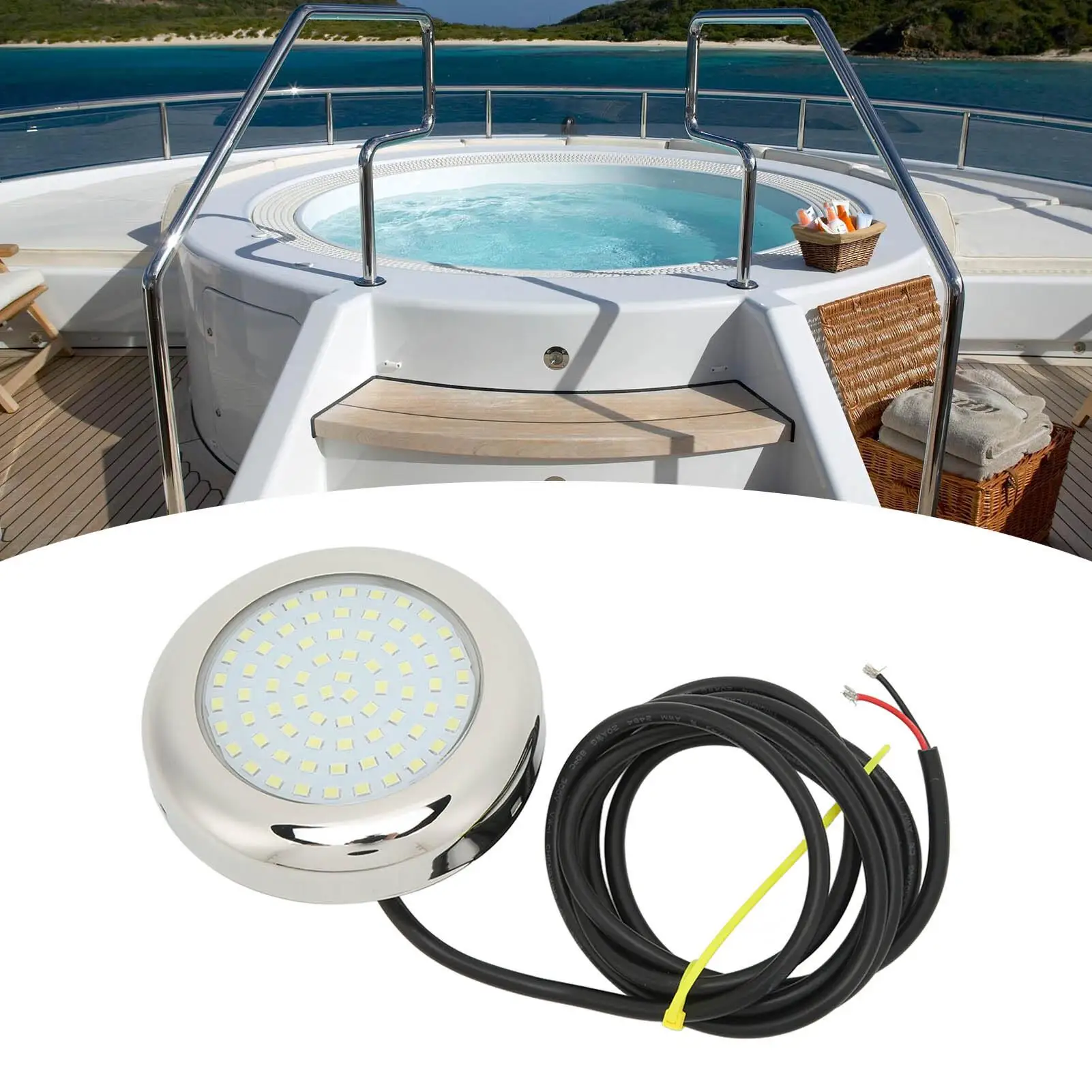 IP68 Waterproof Yacht Tail Dome Light - High Brightness Underwater Boat Lighting, 135° Angle, Low Power Stainless Steel