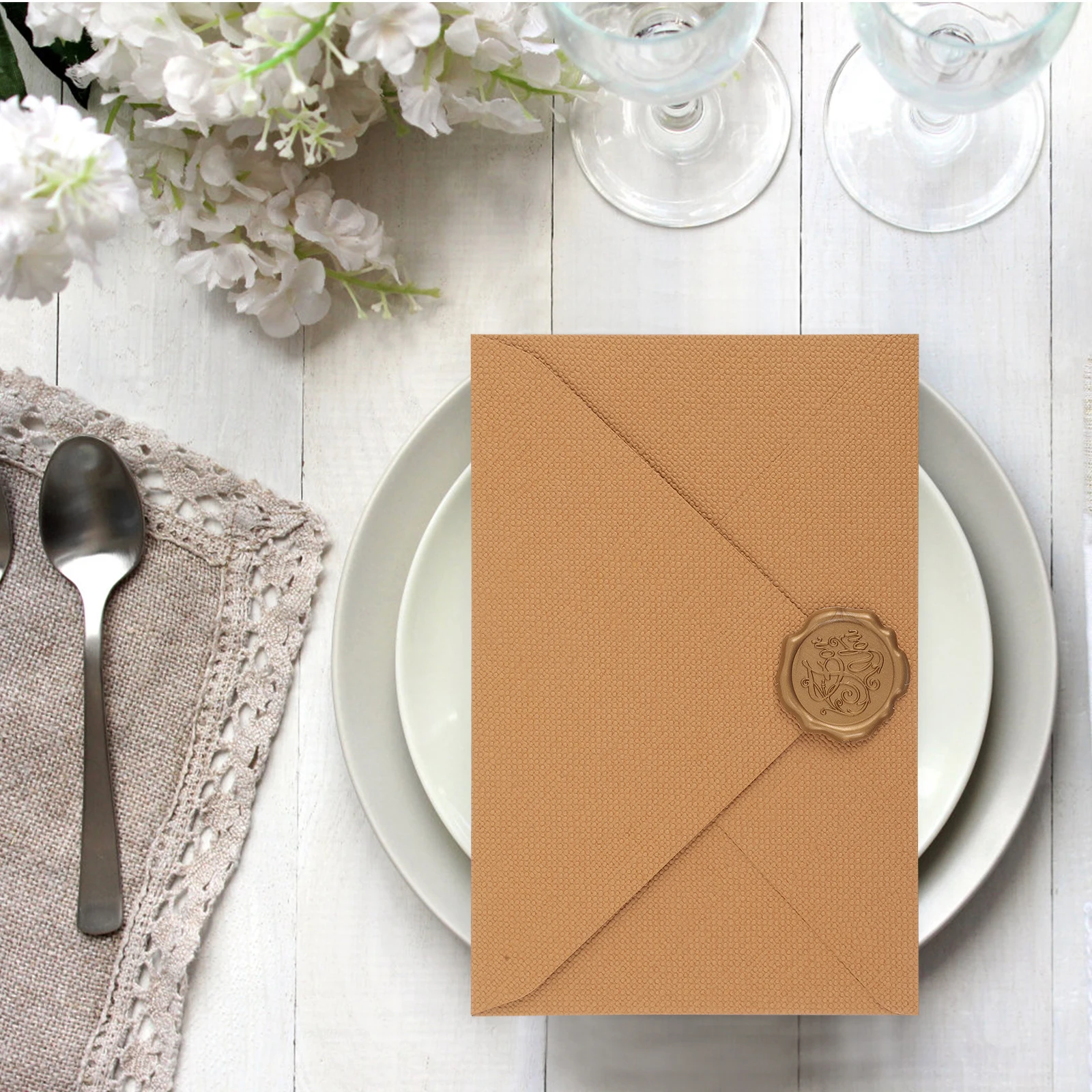 

6 Sets Vintage Envelope and Seal Stationery Specialty Paper Invitation Envelopes Party Supplies Money Wax Light Brown
