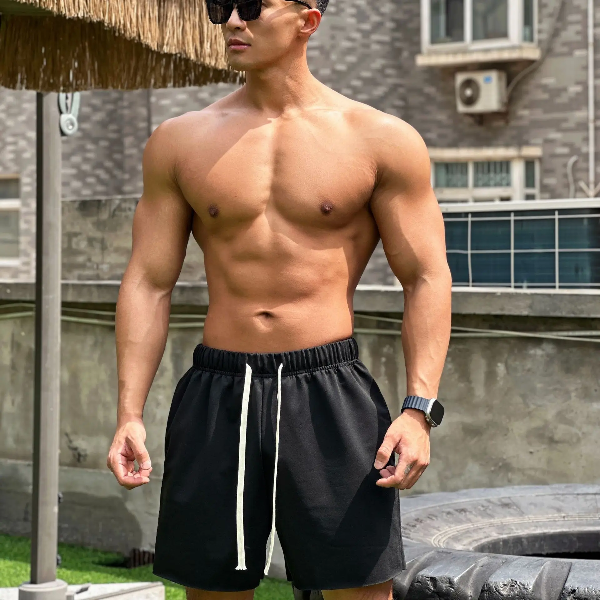 Leisure Sports Shorts, Summer Men\'s Jogging, Outdoor Exercise Elastic Edge Shorts Gym Trend Casual Bottoms