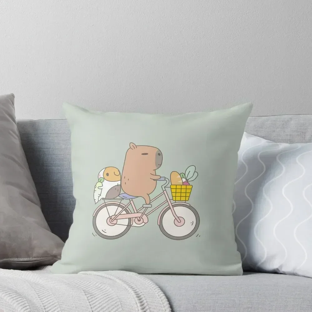 

Bubu the Guinea Pig, Biking Throw Pillow Decorative Cushions For Living Room Room decorating items Custom Cushion Photo pillow