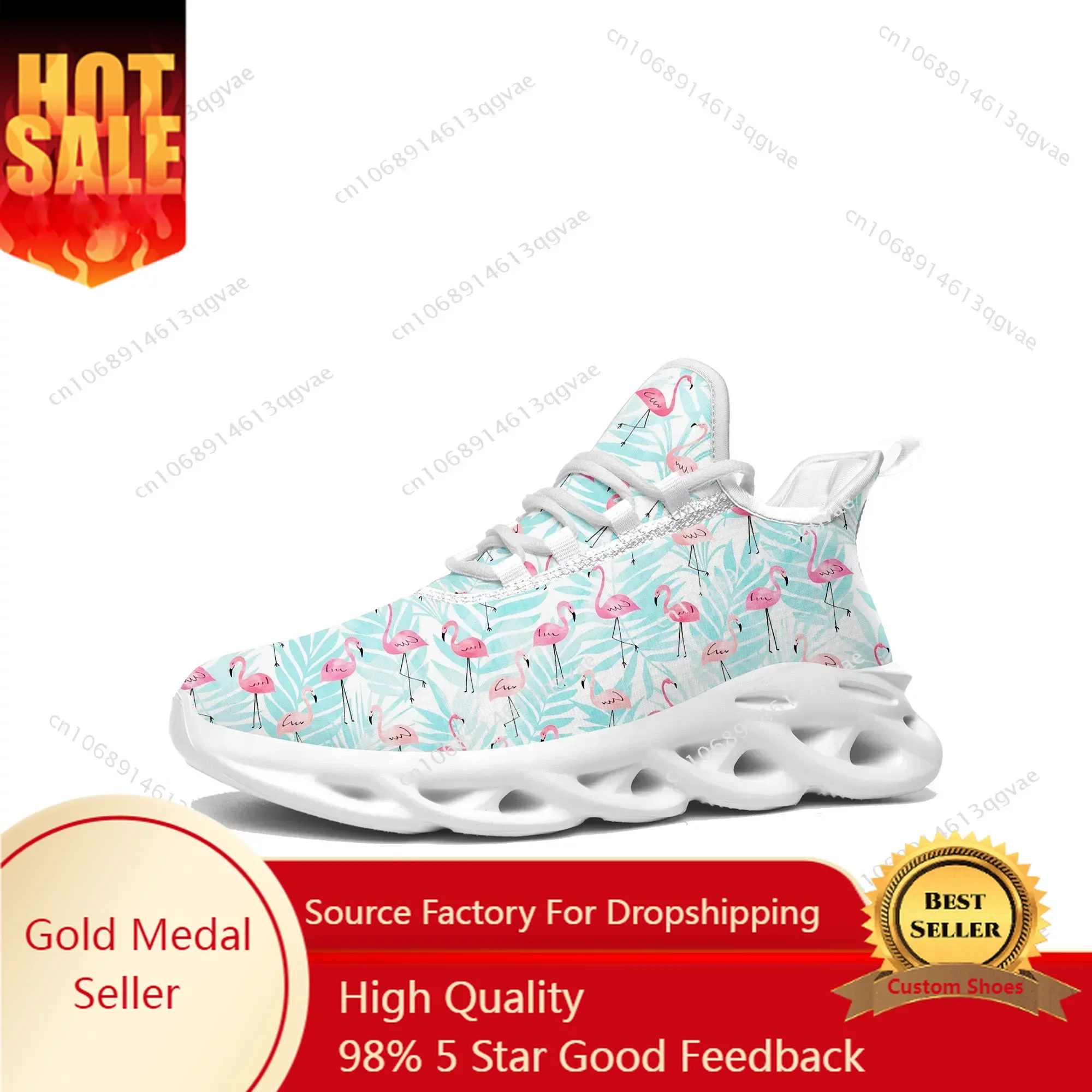 Flamingo Printed Flats Sneakers Mens Womens Sports Running High Quality Sneaker Lace Up Mesh Footwear Tailor-made Shoe White