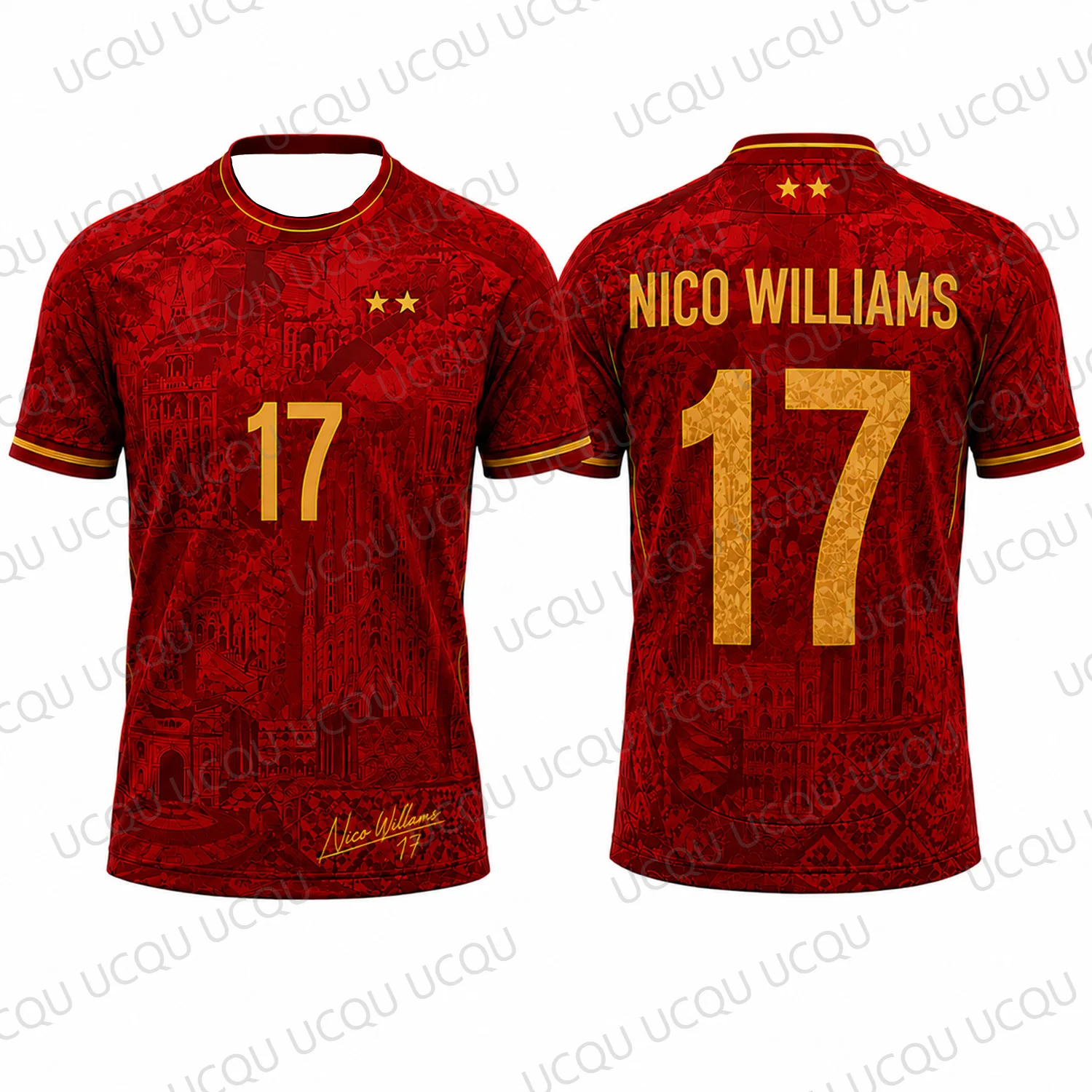 2026 Spanien Yamal Zweisterne Fußballtrikot T-Shirt 3D-Druck Unisex Herren Damen Kinder Kurzarm Freizeit Sport Heimfan-Shirt – Detail 8