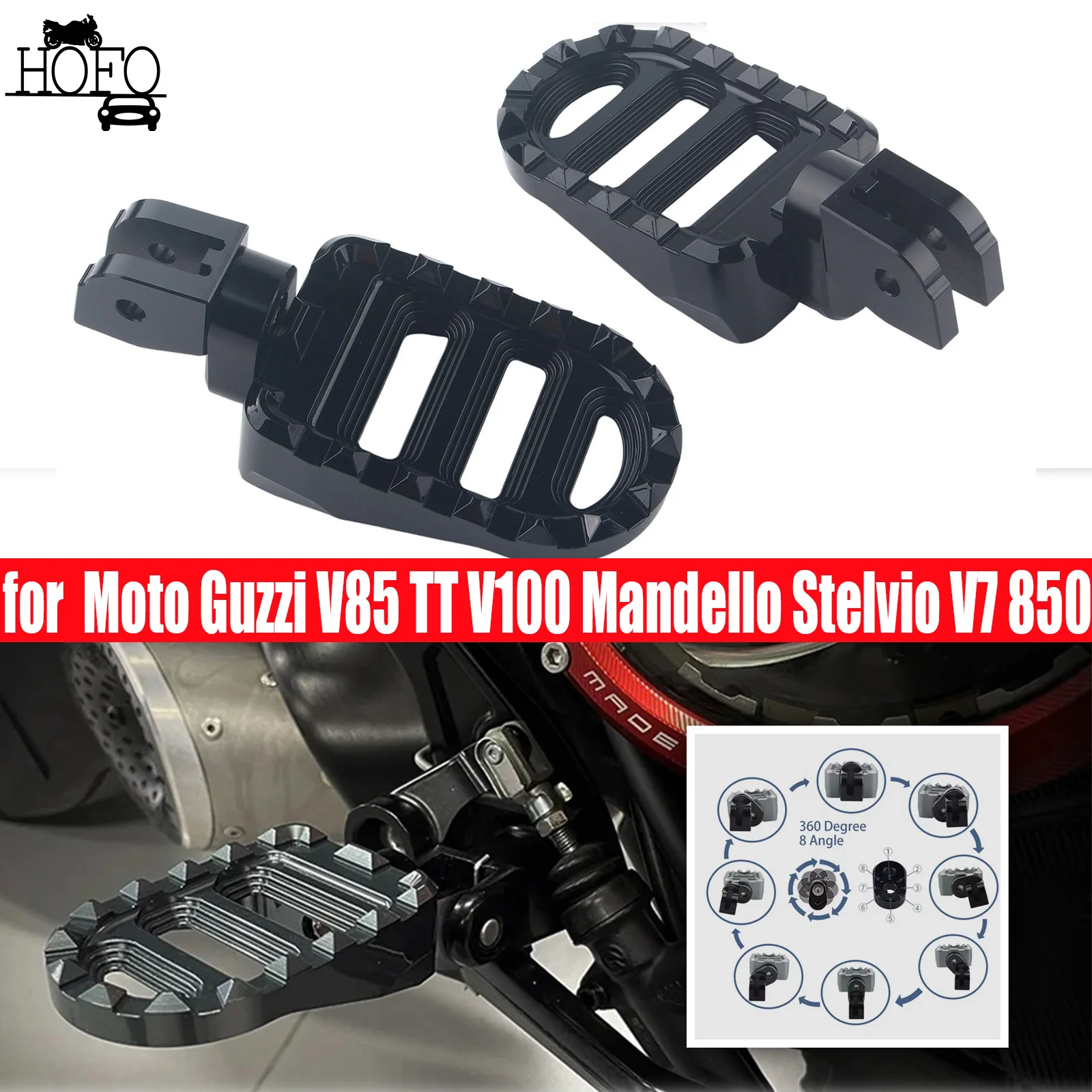 Front Footrests Foot Peg fit for  Moto Guzzi V85 TT V100 Mandello Stelvio V7 850  Motorcycle Front Footrest Foot Pegs Pedals