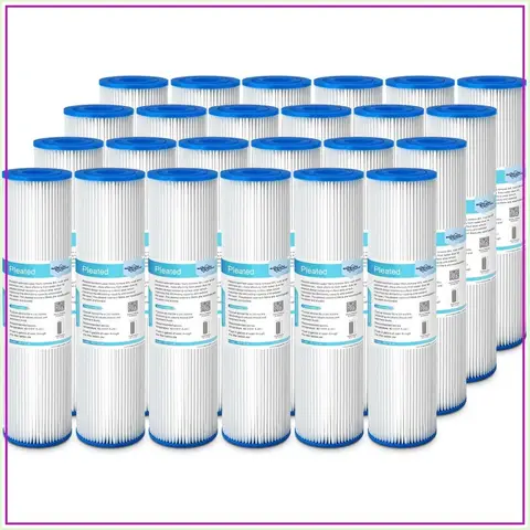 20 Micron 10x2.5 Pleated Sediment Water Filter Cartridge 24-Pack Whole House