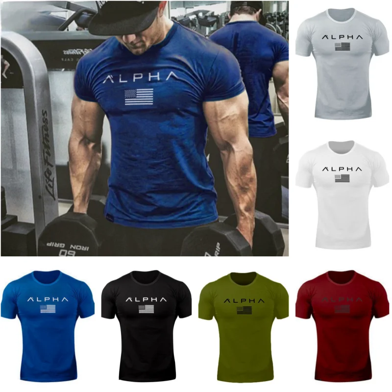 

Sportswear Man Gym Short Sleeve Running Tank Top Men T-Shirt Fitness Summer Sport Vest Quick Dry Training Bodybuilding Workout