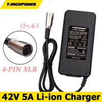 42V 5A Lithium Battery Charger For 10S 36V 5A Li-ion Battery Pack Charger Connector 4-Pin XLR Fast Charging