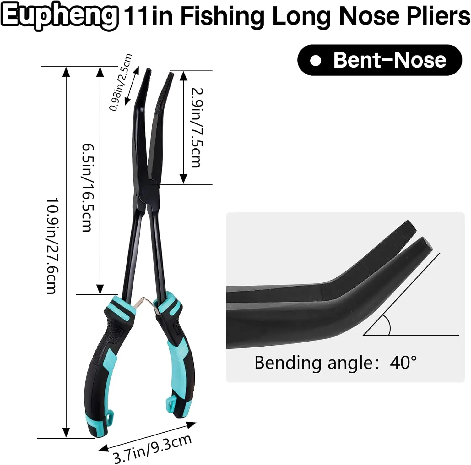 11in Return-Spring Corrosion Resistant Heavy Duty Fishing Long Nose Pliers With Hook Remover For Bass Snook Trout