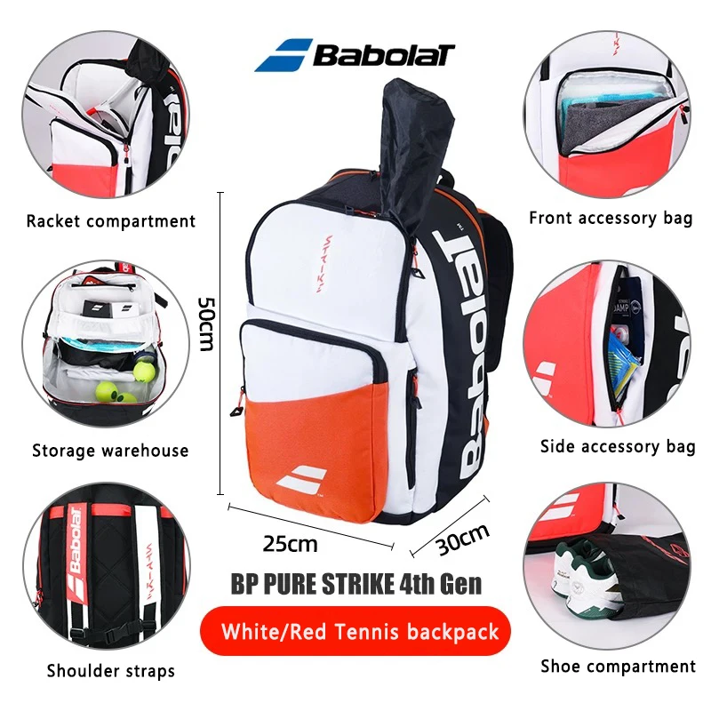 Babolat 2024 PURE STRIKE Series Professional Tennis Bag Rackets Badminton Tennis Racket Bag Backpack 2-3 tennis rackets