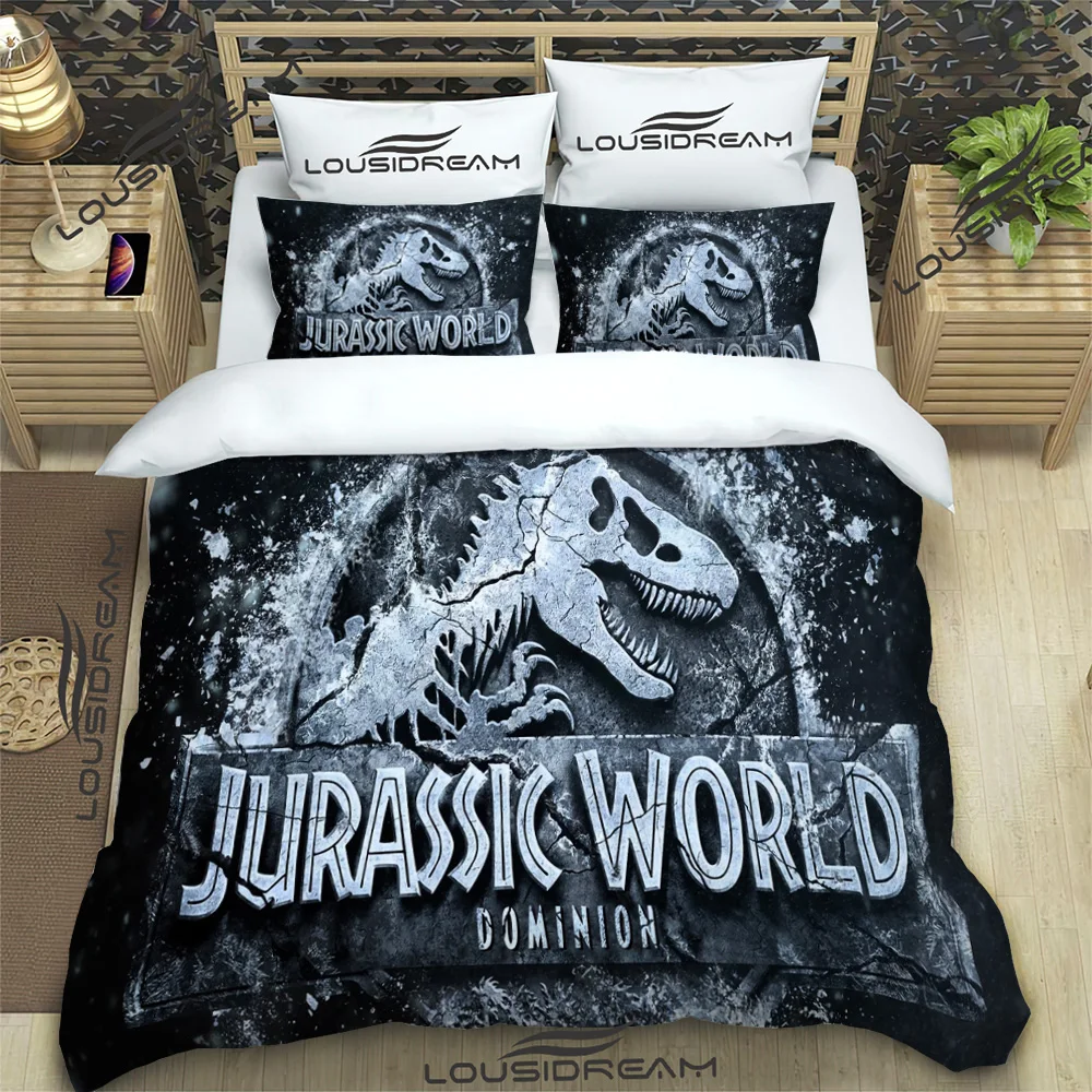 3D Jurassic Park Cartoon Comforter Bedding Set,Duvet Cover Bed Set Quilt Cover Pillowcase,King Queen Size Bedding Set for Child