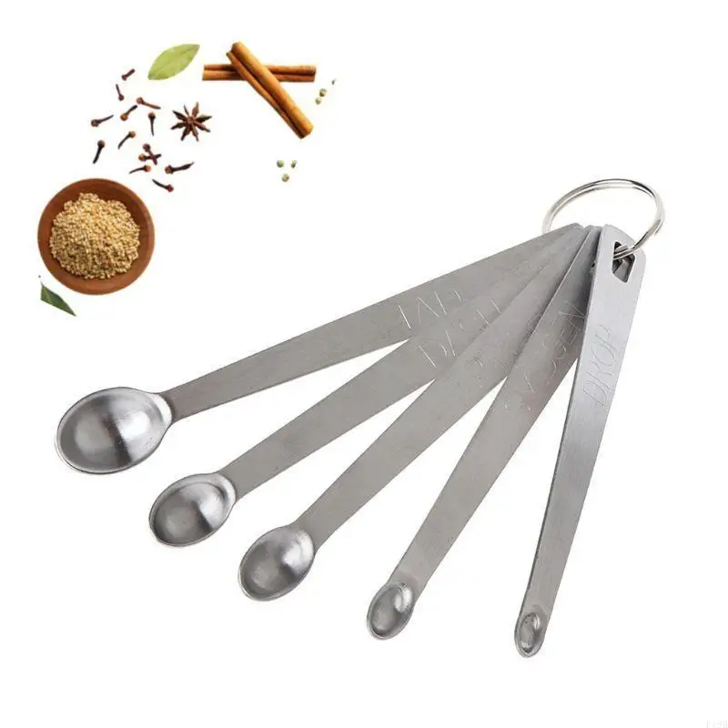 F19B 5pcs/set Stainless Steel Mini Measuring Spoon Durable Home Sauce Cutlery Accesso