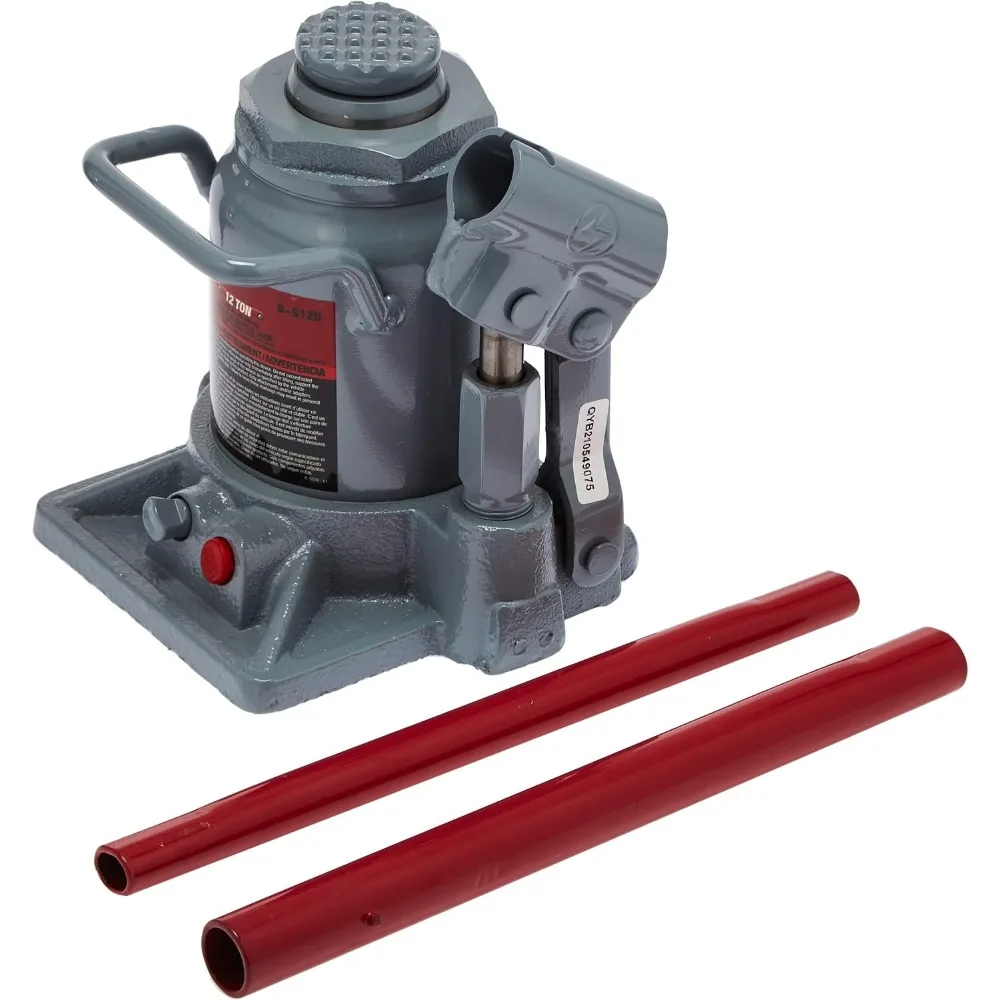 

12 Ton Hydraulic Bottle Jack, Grey, Steel Saddle & Extension Screw for Secure Lifting
