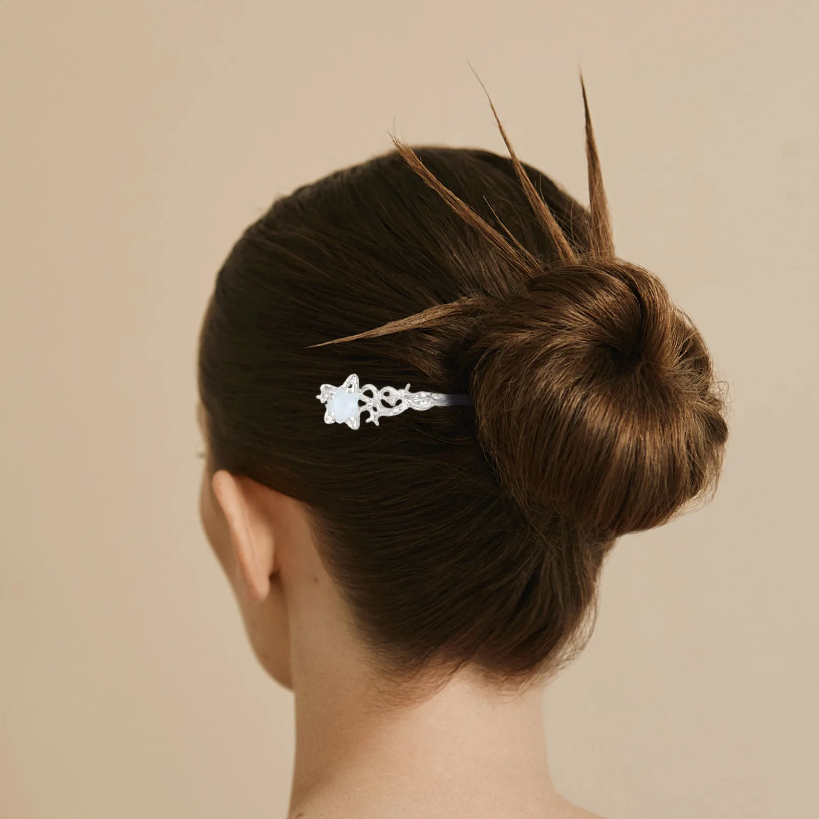 2 قطعة Moonstone ستار القمر دبابيس الشعر الحديثة الحد الأدنى عيدان الشعر اكسسوارات لحفلات الزفاف تصفيفة الشعر الأنيقة