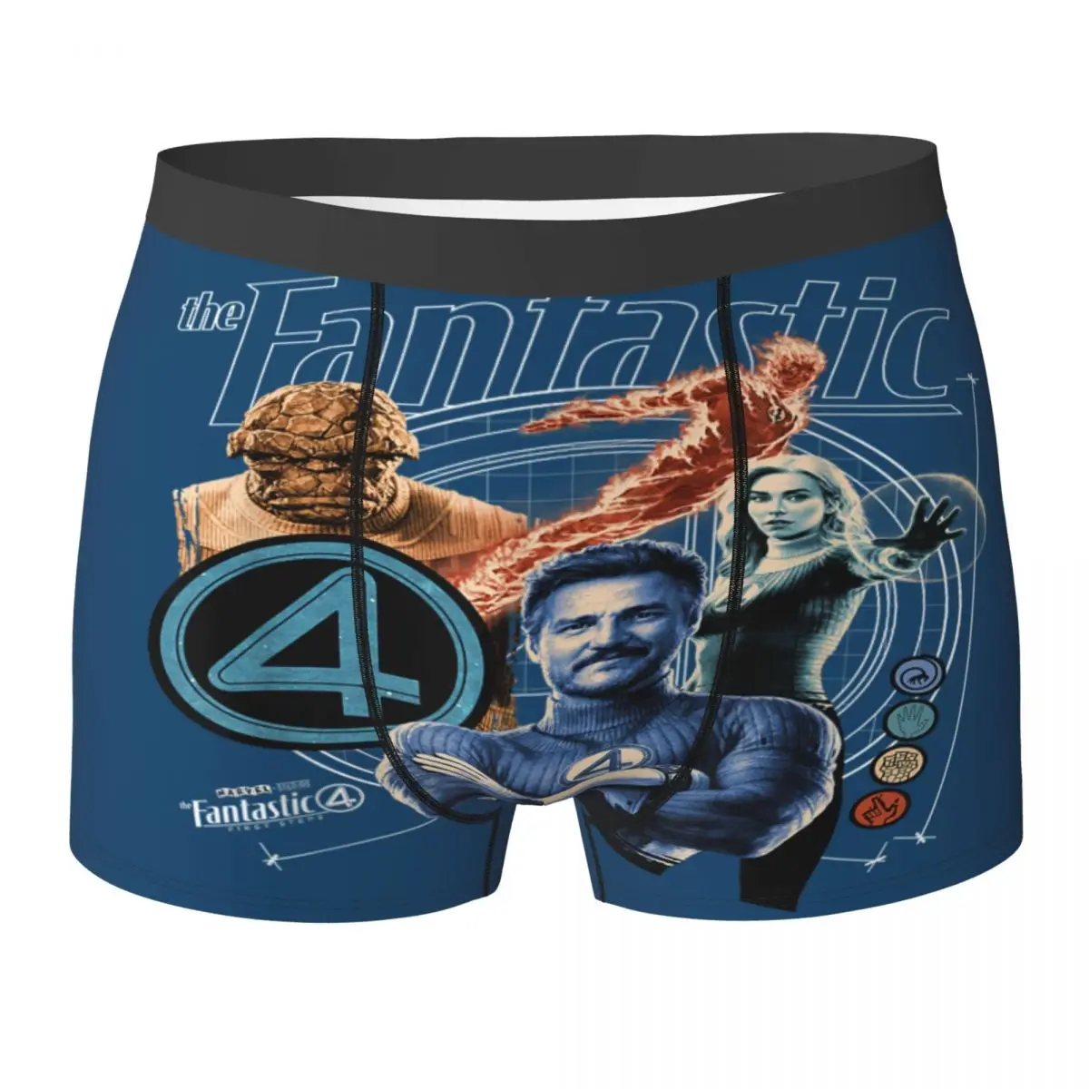 

The Fantastic Four- First Steps Group Elements Poster Underwear Male Shorts Briefs Boxer Shorts Quality Plus Size Underpants