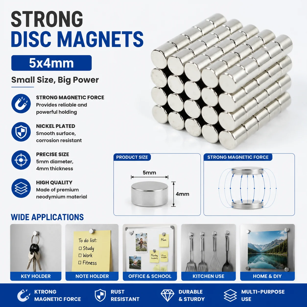 10/20/50pcs 5mm X 4mm Titanium Plated Hypoallergenic Magnet Clasps for Earrings And Necklaces Pack Size Depending on Quantity
