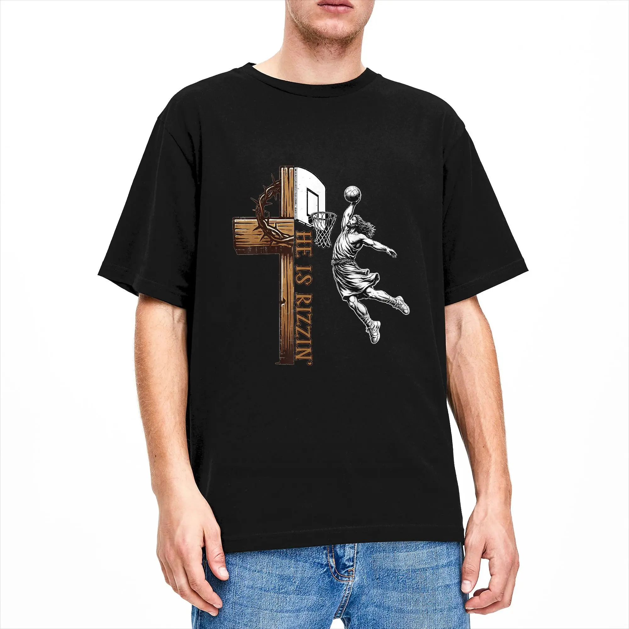 He Is Rizzin Christian Religious Easter Cotton T Shirt For Men Summer  Vintage T Shirts Fashion Tees Oversize Casual Clothing