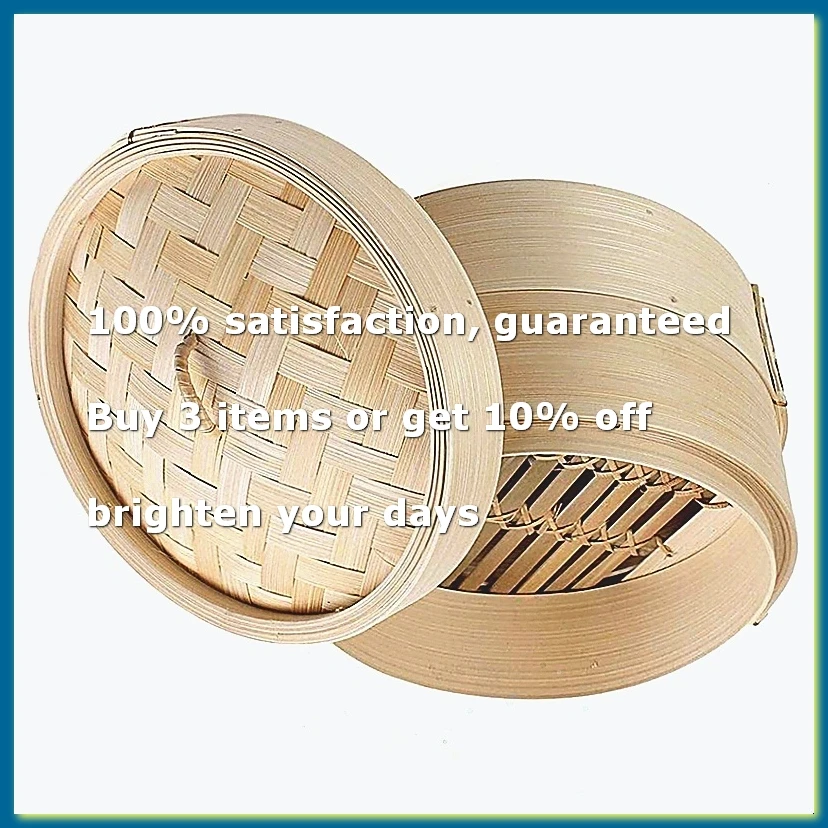 Bamboo Steamer 2 Tier 8 Inch Dim Sum Basket Rice Pasta Cooker Set with Lid By Steam Basket for Vegetables