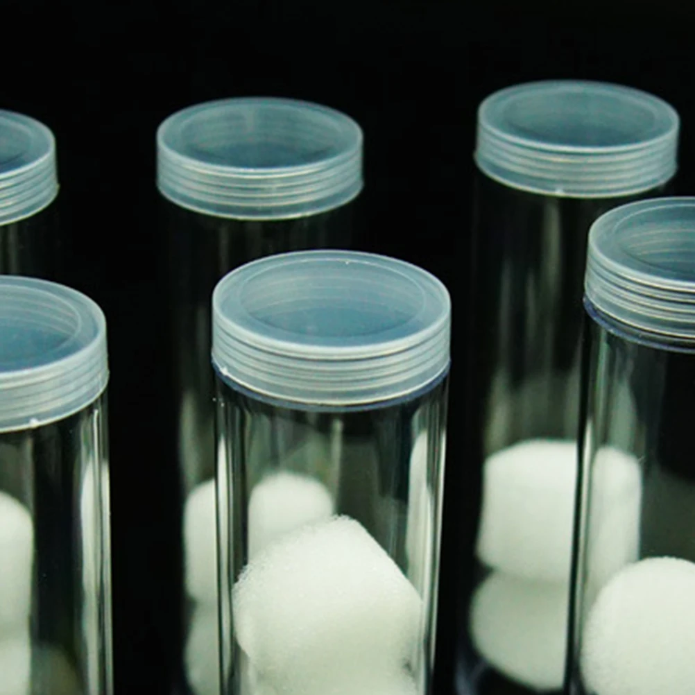 10 Pcs Coin Storage Cases High Transparent Round Holders Tubes Sealed Lids Suitable Candy Samples Liquids Key Safes
