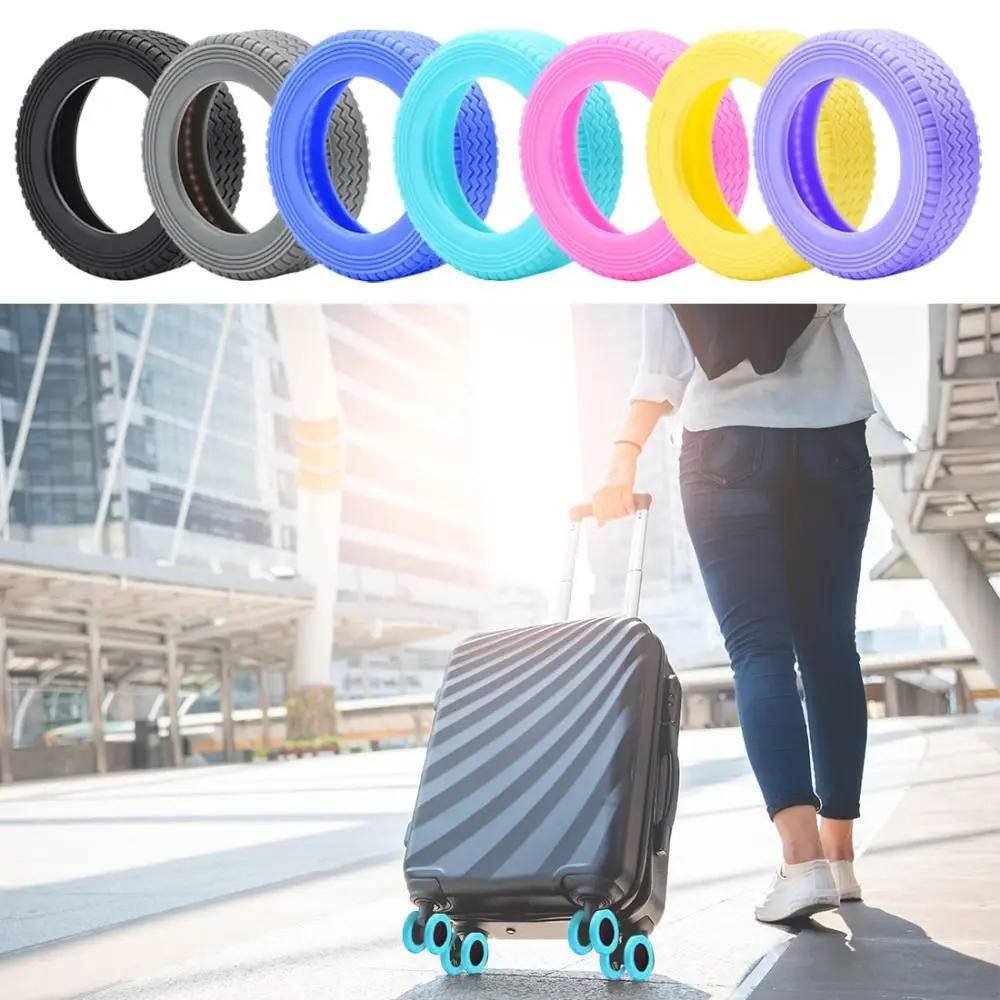 Silicone Luggage Wheels Caster Shoes Protector Trolley Box Casters Cover Reduce Wheel Wear Reduce Noise Suitcase Accessories