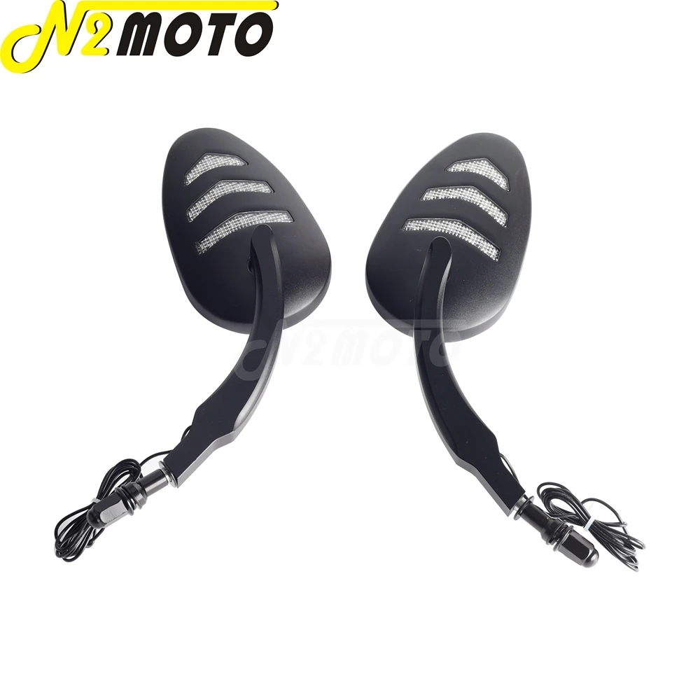 ل هارلي دينا الطريق الملك FLD FXDF FXD FXDWG اليسار اليمين دراجة نارية الرؤية الخلفية ث/LED بدوره أضواء الإشارة مؤشر المرايا الجانبية