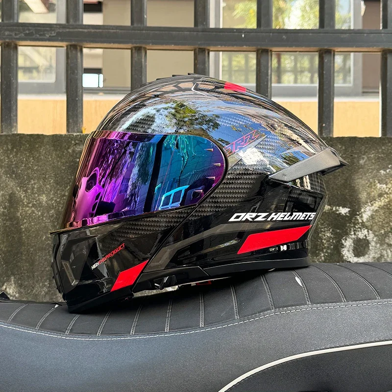 

ORZ Motorcycle Helmet for Men's and Women's Motocross Helmets Personalized Four Seasons Motorcycle Big Tail Wing Full Helmets