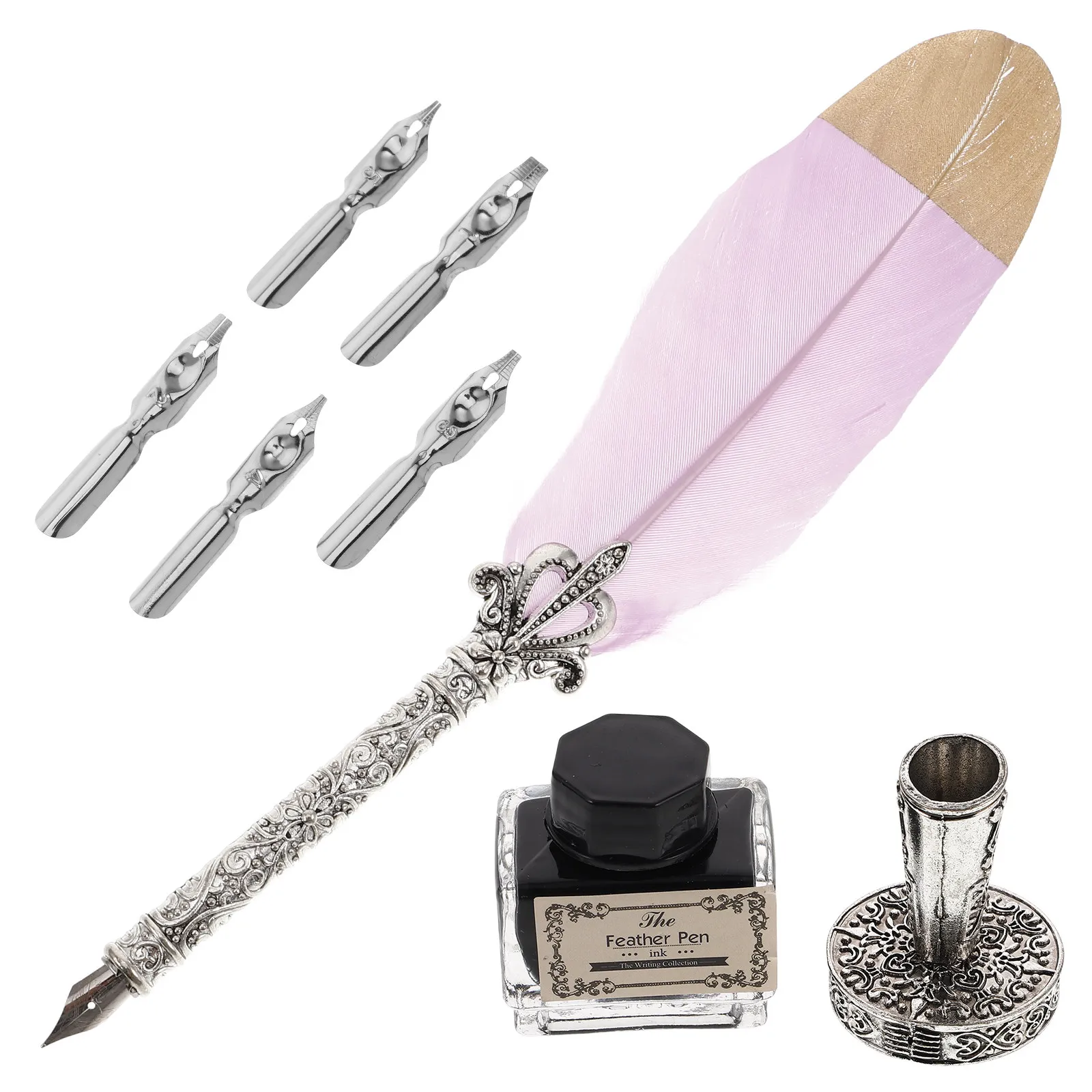 1Set Premium Quill Kit Decorative Vintage Dip Pen Set for Calligraphy Essays Drawing Student Stationery Office Use