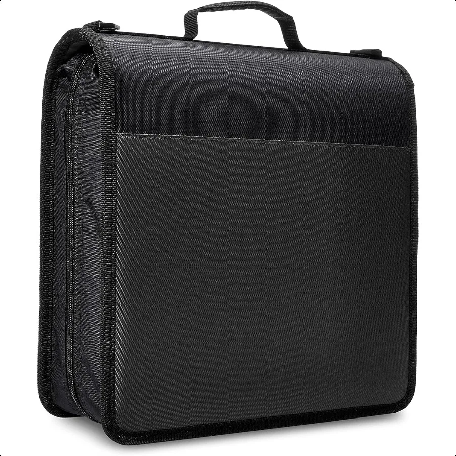 지퍼가 달린 튼튼한 3링 바인더 문서를 정리하여 보관할 수 있는 견고한 수납 공간 3인치 블랙