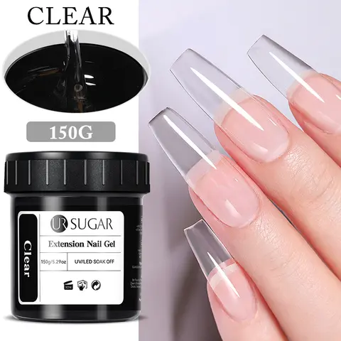 UR SUGAR 150g Gel de extensión de uñas transparente gelatina blanca luz rosa acrílico francés Nail Art UV LED Gel manicura semipermanente