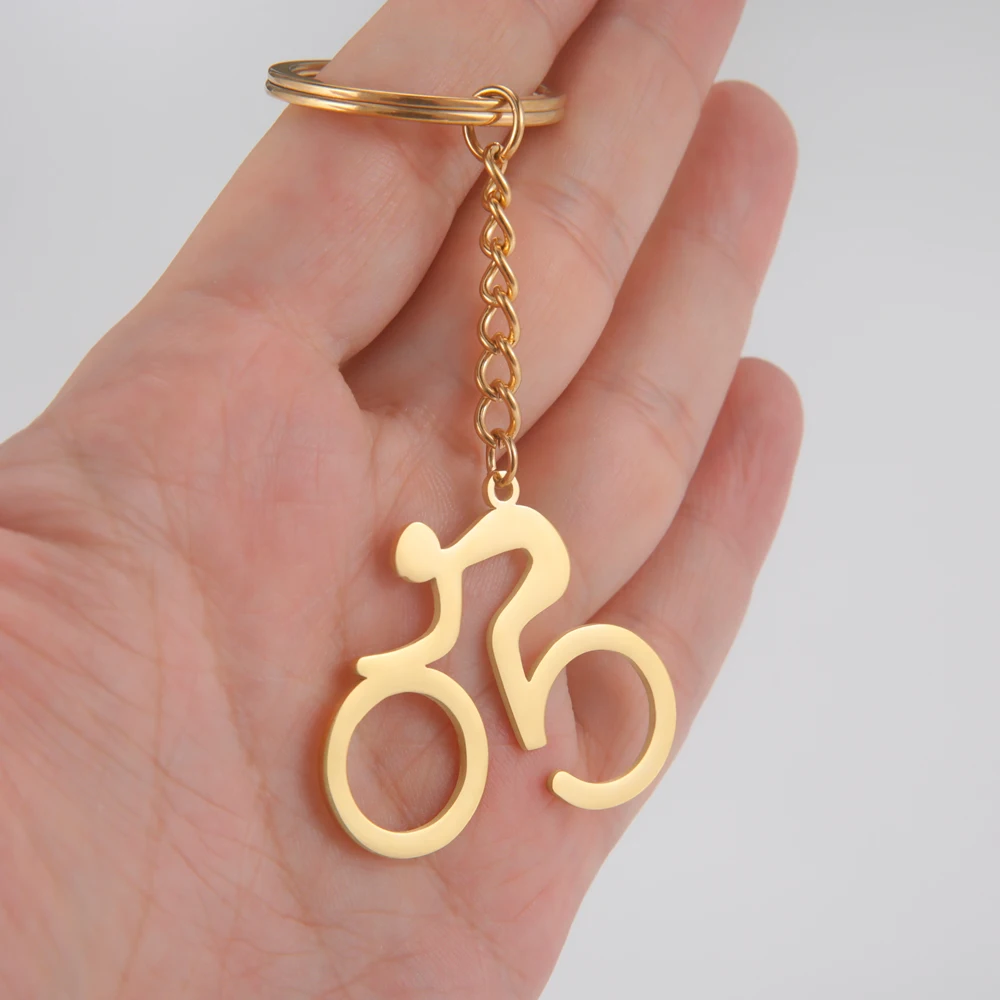 Cooltime Bike Bicycle Keychain Metal Key Chains for Men Sports Cycling Riding Key Rings Stainless Steel Keyring Jewelry Gift