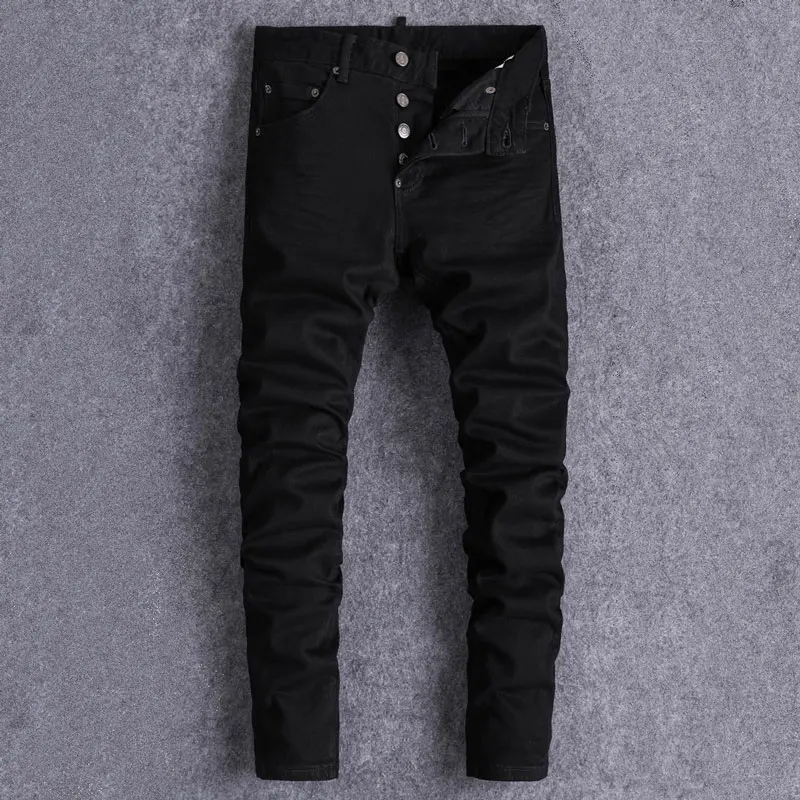 

Y2k fashion new black jeans slim fit elastic washed nostalgic jeans high street hip-hop brand pants