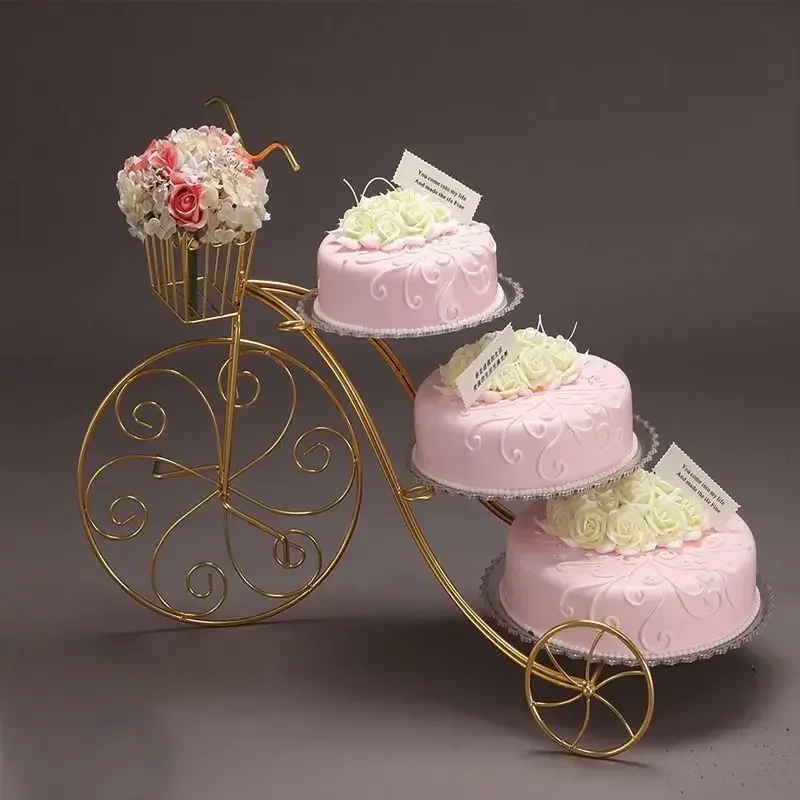 Cake decorating christmas decor iron bike cake stand set wedding birthday multi story dessert rack nordic creative cake rack