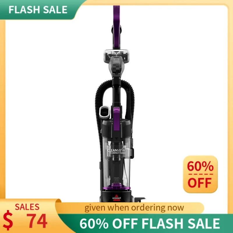 

BISSELL CleanView Compact Turbo Upright Vacuum with Quick Release Wand, Full Size Power, Compact Size for Apartments & Dorms