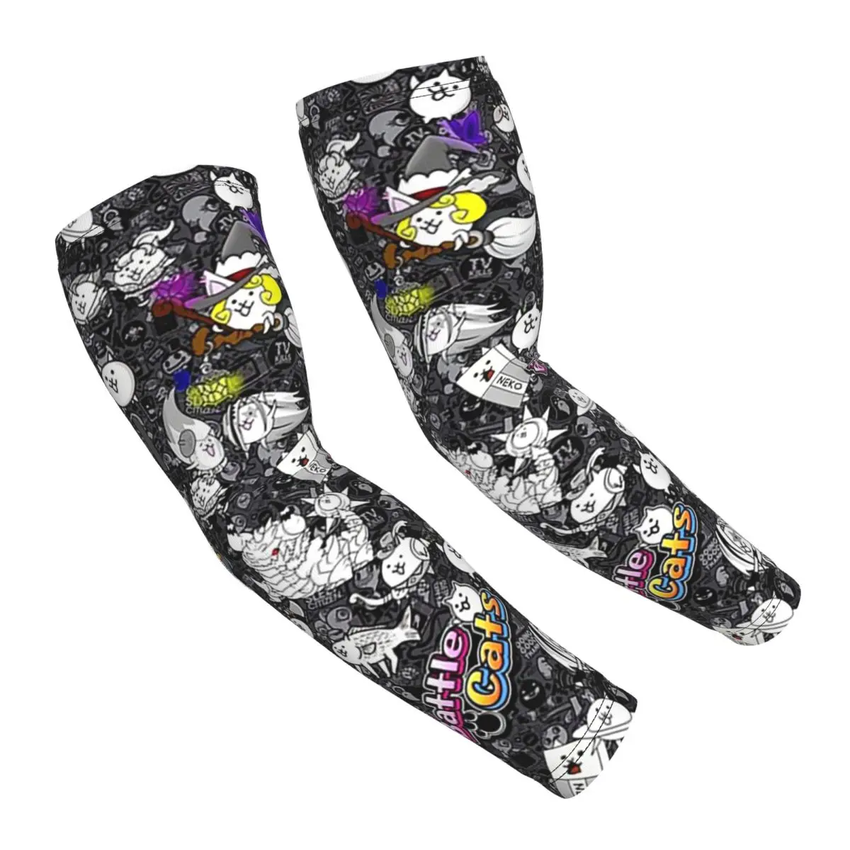 Battle Cats Arm Sleeves Men Women Sun UV Protection Tattoo Cover Up Sports Cooling Cycling