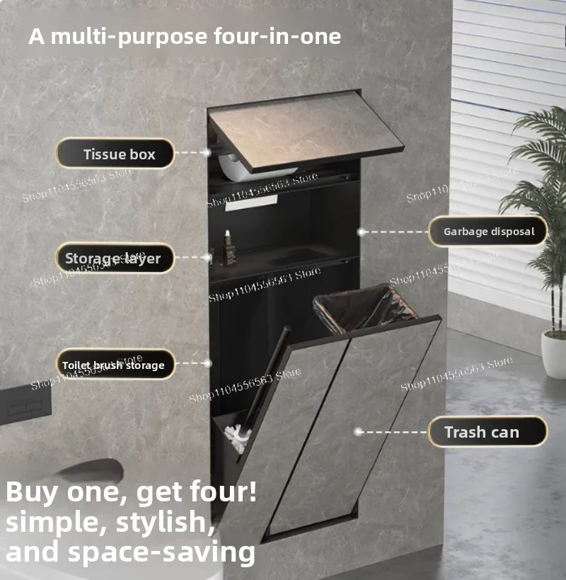 Concealed Stainless Steel Niche Toilet Toilet Embedded Trash Can Tissue Box Rack