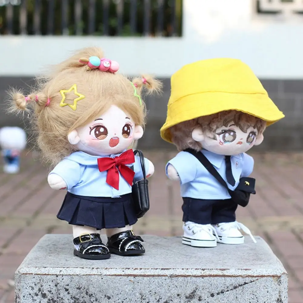 Accesorios de juguete, ropa de muñeca de algodón de 20cm, bolso escolar, ropa DIY, vestido de muñeca de algodón, uniforme escolar, ropa de juguete de peluche